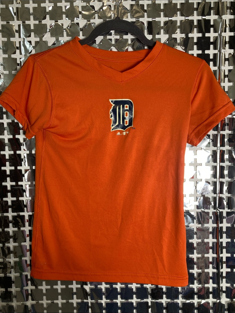 adidas Orange Short-Sleeve Detroit D Logo Tee